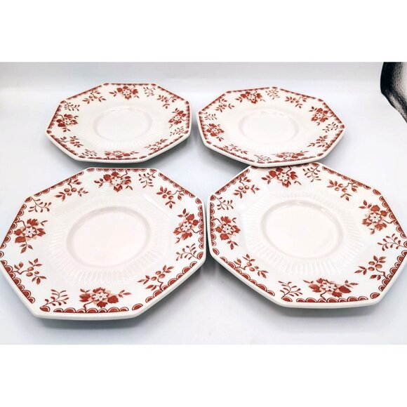 Saucer Plates Independence Ironstone Castleton 1950s Vintage Octagon Set of 4 - Picture 8 of 15